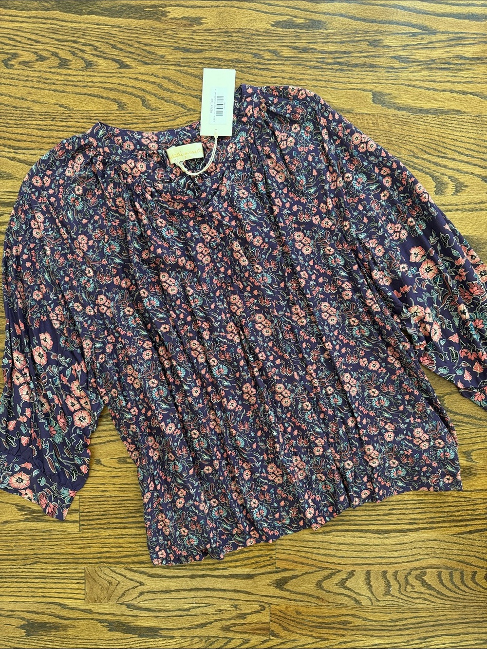 NWT Natalie Martin Remy Top Blouse Purple Orange Floral Small Clemson